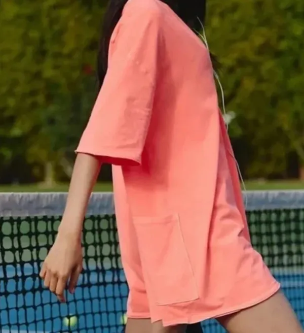 Free People Movement Hot Shot Tee Romper in Neon Coral sz S NWT $60R - Image 5