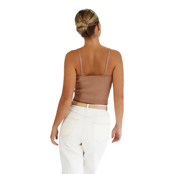 NWT Belle & Bloom Womens Sleeveless All I Need Knit Crop Top Oat Brown L - Image 2