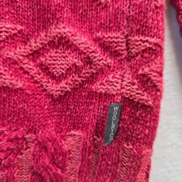 Woolrich Womens‎ Ruby Red Snowflake Knit Quarter Button Mock Neck Sweater XL - Image 4