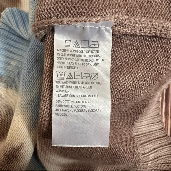 All Worthy By Hunter McGrady Blue & Mocha Brown Tie Dye Crewneck Knit Sweater L - Image 11