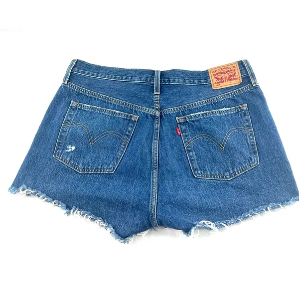 Levi's Blue Distressed Jean Shorts - Image 4