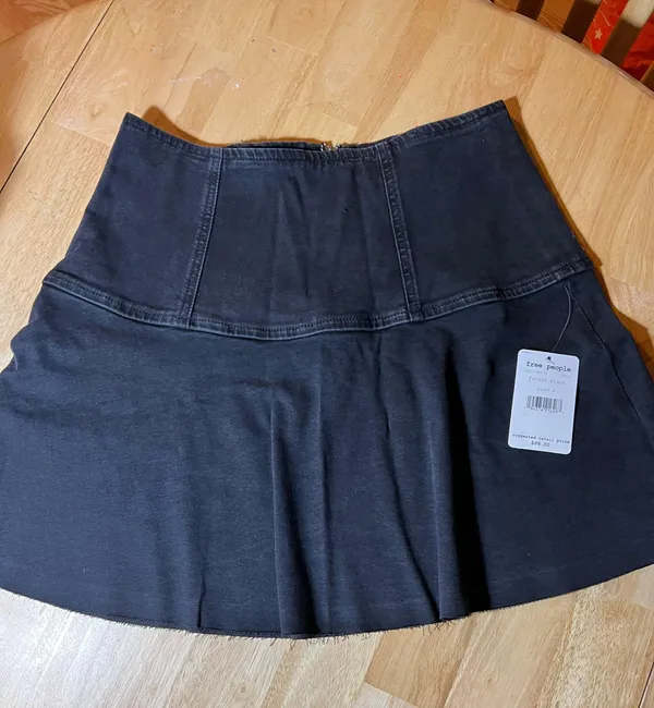 Free People Size 2 Women's Highlands Denim Skirt Black BNWT - Image 6