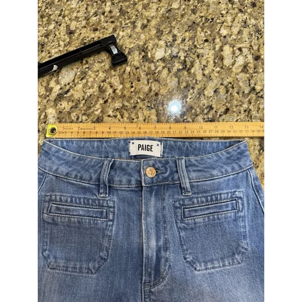PAIGE Leenah Patch Pocket Wide Leg Jeans Adley Size 24 - Image 5