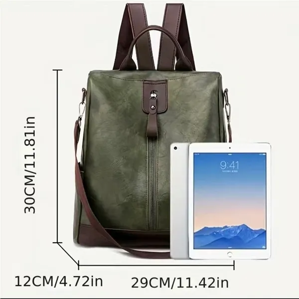 Vegan Leather Backpack One Shoulder Messenger Anti Theft Waterproof Travel - Image 5