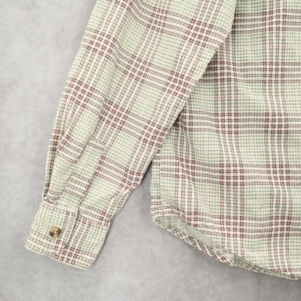 Lee Green Flannel Plaid Long Sleeve Button‎ Up Western Cotton Work Vintage Small - Image 11