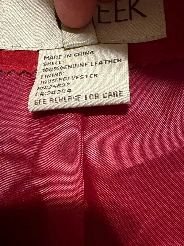 Women's Red Suede Leather Blazer Jacket Size XL - Image 4