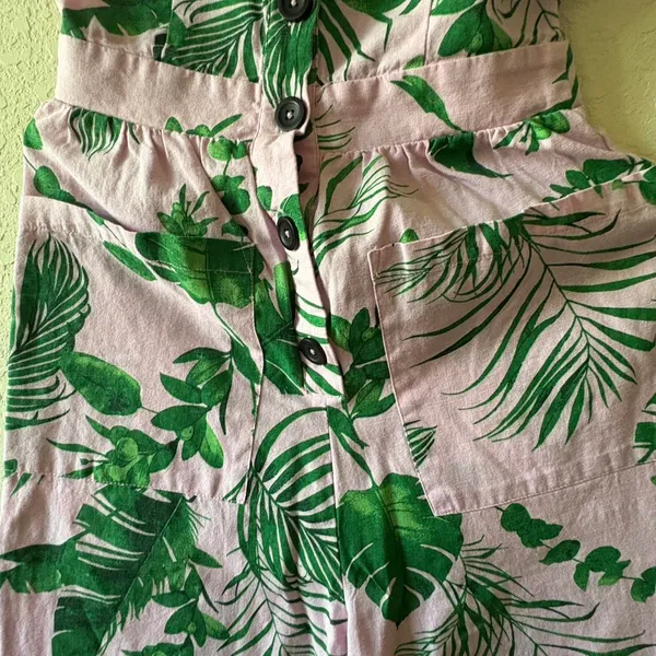 ASOS DESIGN bandeau button front jumpsuit with pockets in tropical print Sz 2 - Image 7