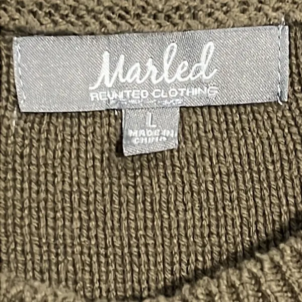 Marled Women's Striped Brown and Ivory Knit Sweater Size Large. - Image 5