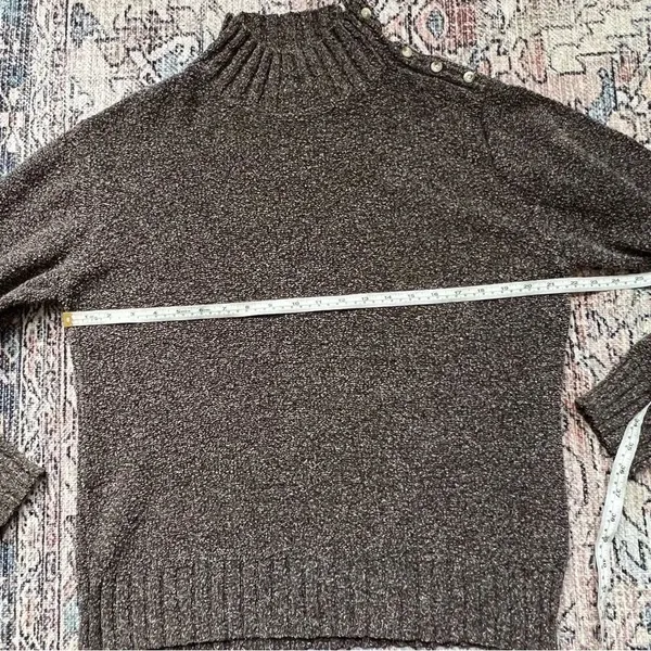 Womens Columbia Sweater Mock Turtleneck Button Shoulder Chocolate Brown Large - Image 7