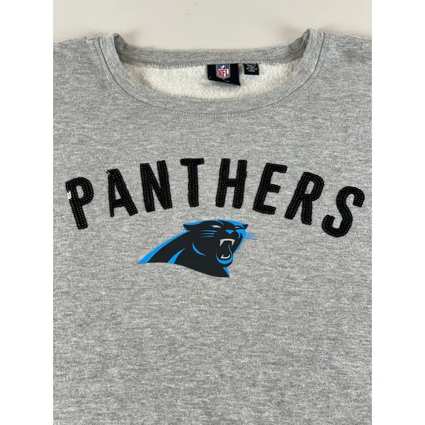 NFL Team Apparel Sweatshirt Size XL Womens Gray Black Panthers Logo High Low Hem - Image 2