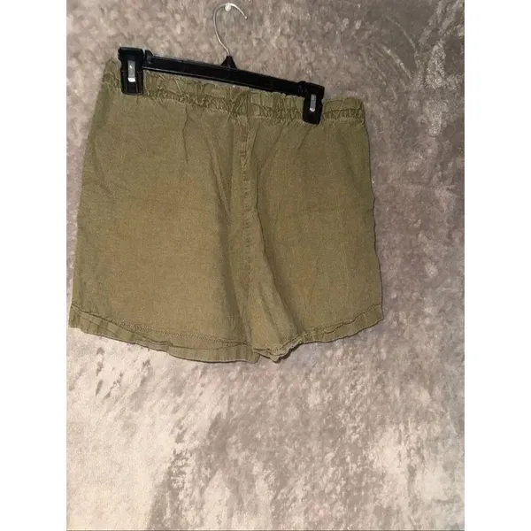 Uniqlo Green High Rise linen blend Pull On shorts Waist 28-29” #774 - Image 3