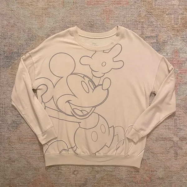 Disney Mickey Mouse Womens Crewneck Sweatshirt in Neutral Tones - Image 2