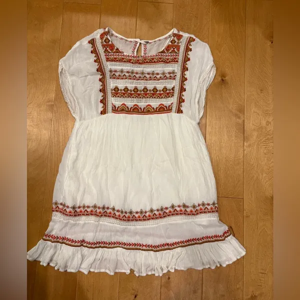 Free People Sunrise Wanderer boho mini dress white XS S - Image 4