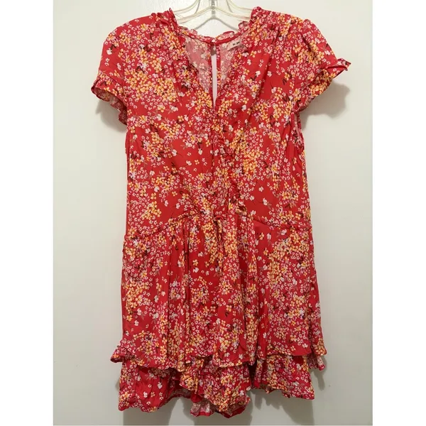 Francesca's Mi Ami Dedra Floral Tiered‎ Ruffled Romper Large NWT Pink - Image 3