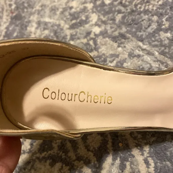 Colour Cherie Gold And Clear Women's Stiletto Heeled Sandals Size 37 - Image 6