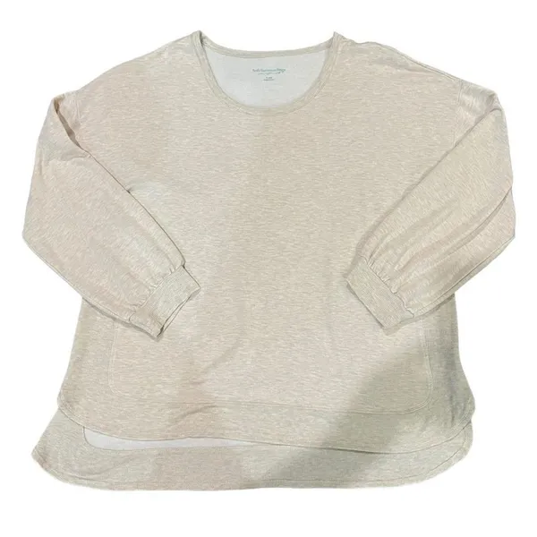 Soft Surroundings‎ Pullover Sweatshirt Womens XL Beige Heather Rib Trim - Image 2