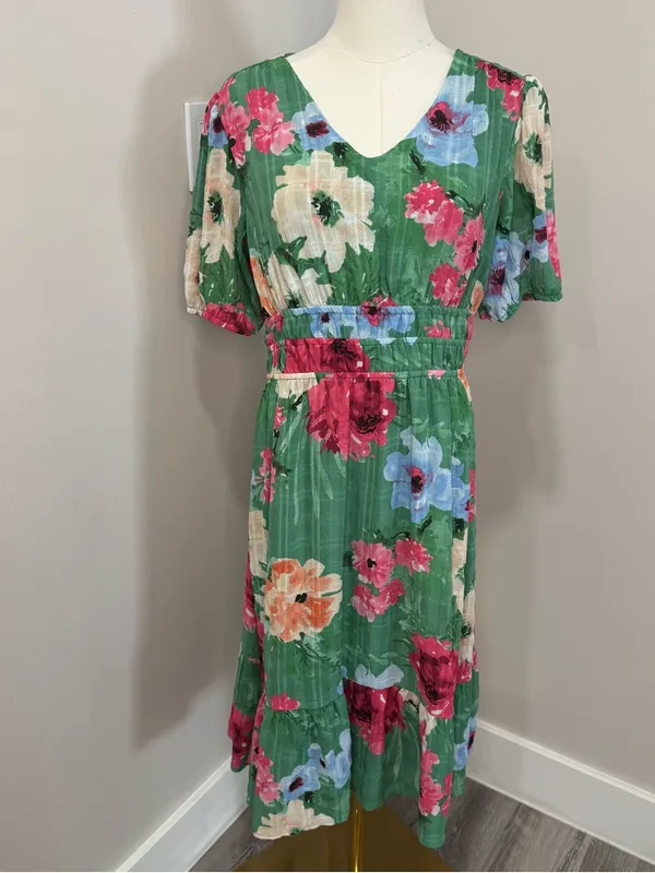 Luxology Floral Midi Dress Women's Size Large‎ - Image 2