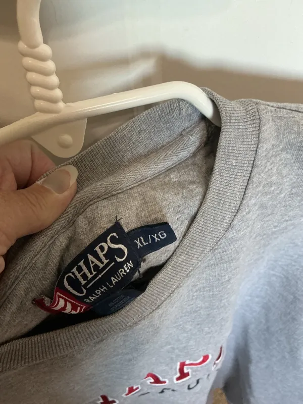 Vintage Y2K Ralph Lauren Chaps Heather Gray Logo Crewneck Sweatshirt XL - Image 3