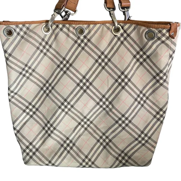 Burberry Blue Label Check Leather Trim Bucket Tote - Image 4