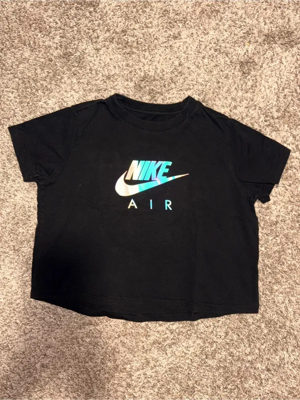 Nike Black Crop Top with Iridescent Logo - Image 2