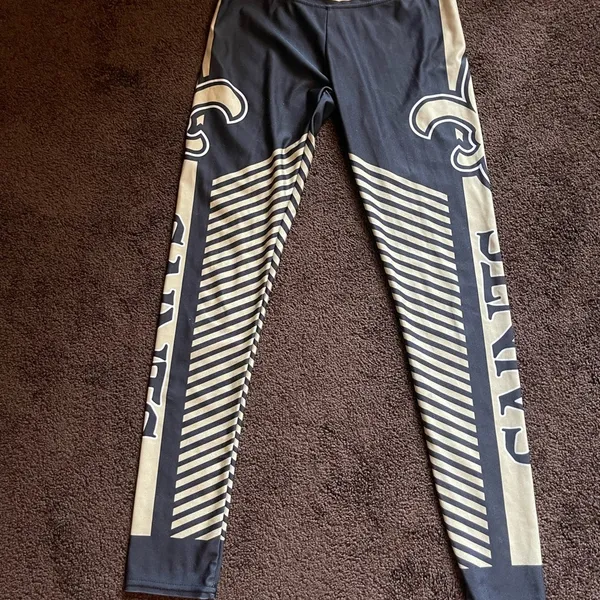 National Football League New Orleans Saints black and gold striped leggings S - Image 4