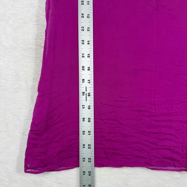 Alice + Olivia Magenta Silk One‎ Shoulder Tank Top Crinkle Chiffon XS - Image 4