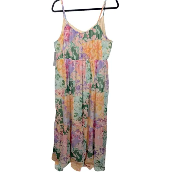 NWT Lane Bryant Patchwork‎ Floral Sleeveless V-Neck Tiered Maxi Dress 16 - Image 6