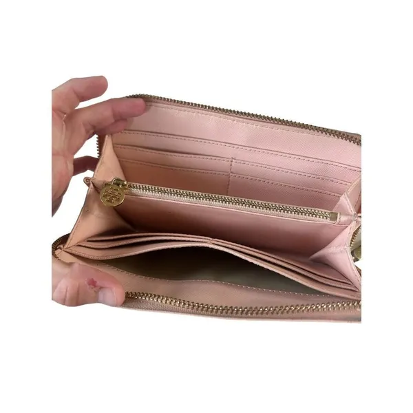 Tory Burch Robinson wallet - pink rose Leather Continental Zip Around Wallet -se - Image 7