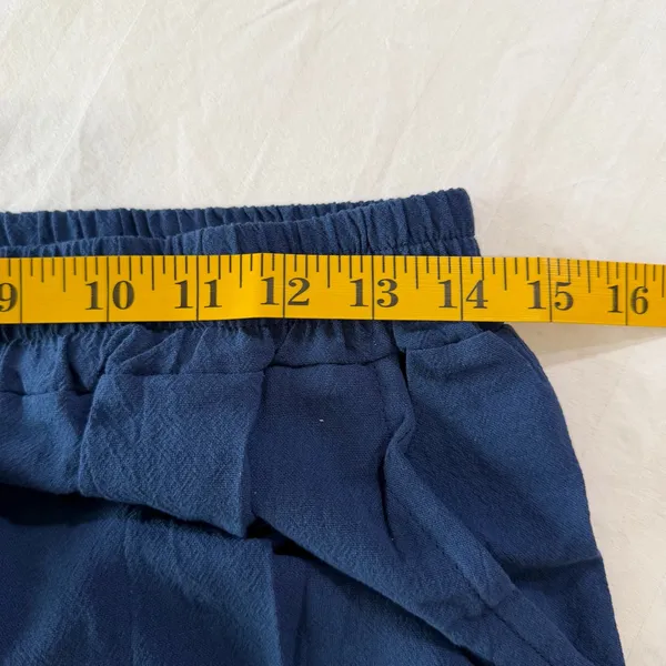 Women's 2 Piece Navy Blue Gauze Linen Like Top and Wide Leg Capri Pants Size M - Image 7