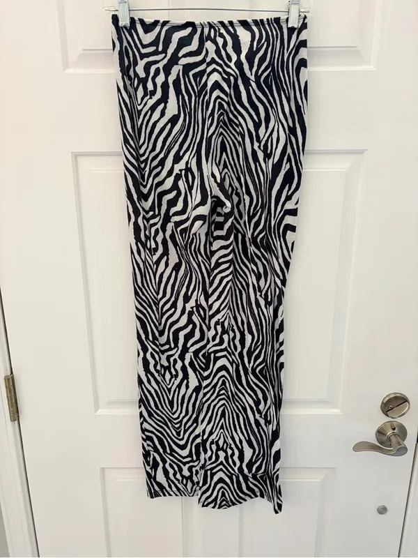 SHEIN Black and White Zebra Print Wide Leg Pants - Image 4