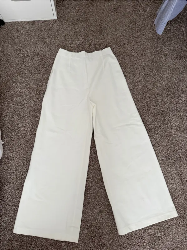 French Connection Cream Wide-Leg Women's Pants - Image 4