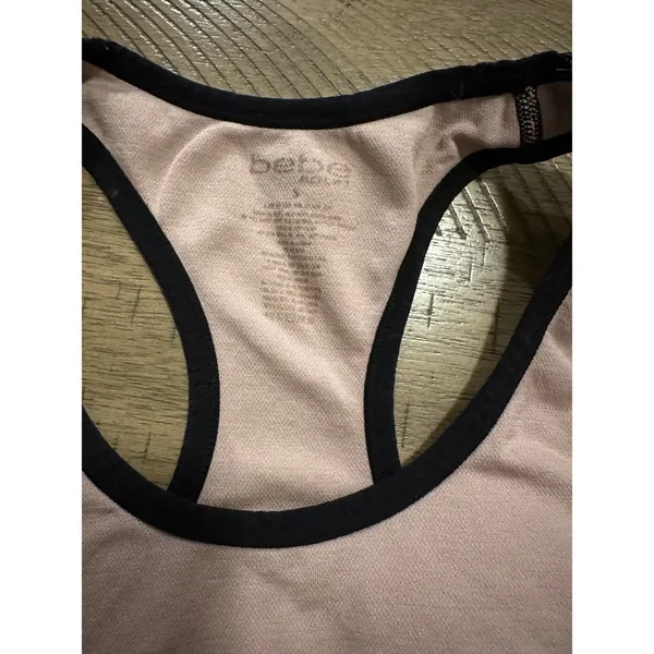Bebe Sport Racerback Sports Bra -‎ Pale Pink & Black - Size S - Image 3