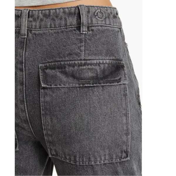 NWOT PTCL High Waist Wide Leg Cargo Jeans in Black Wash SZ-23 - Image 7