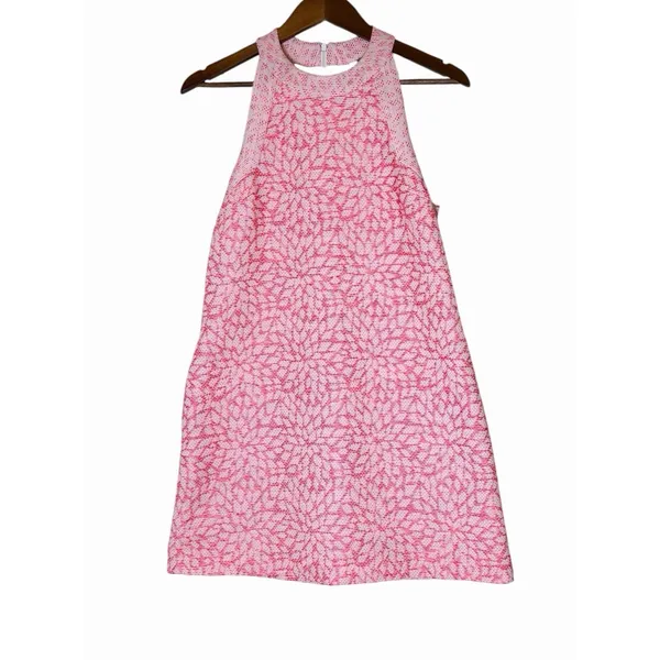 Hutch Anthropologie Pink White Embroidered Halter Mini Shift Dress Small - Image 5
