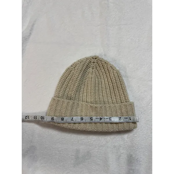 G. Label by goop Classic Hat Ivory Wool Cashmere Ribbed Beanie One Size - Image 6
