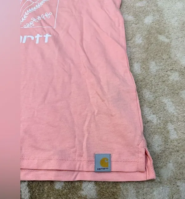 Carhartt pink white floral graphic T-shirt women’s size small - Image 3