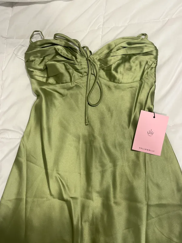 All The Gorg Satin Mini Dress Green - Image 5