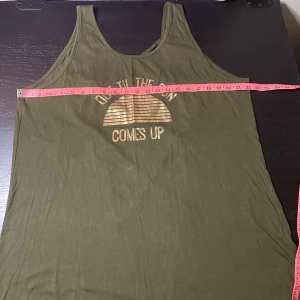 OP Olive Tank Top with Gold Sun Graphic - Image 3
