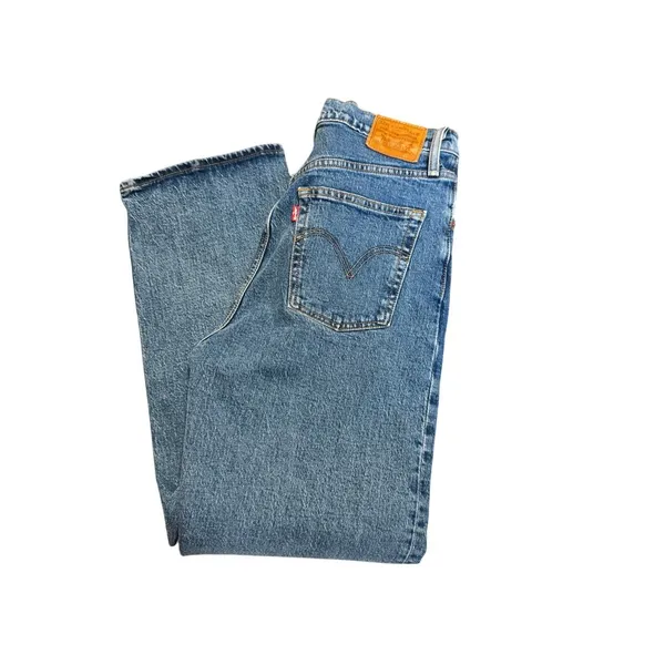 LEVI'S Ribcage Straight Jeans in Medium Blue Wash Size 29 W/27 L - Image 4