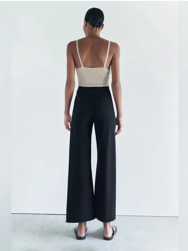 ZARA The Marine Straight Jeans in Black Size 6 - Image 3