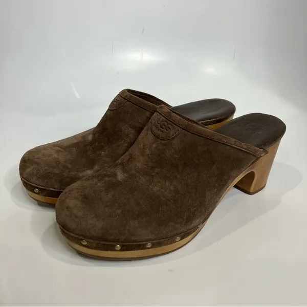 UGG Abbie clog‎ mules brown suede shearling lined women’s size 7 casual boho - Image 2