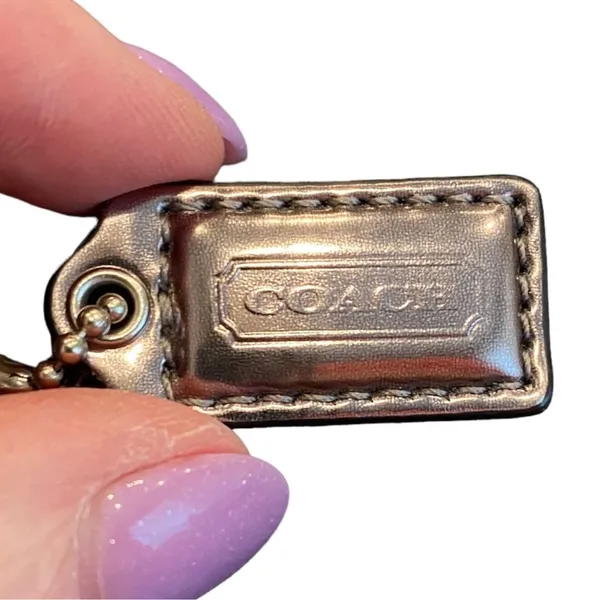 Coach Metallic Silver Leather Keychain, Hangtag - Image 4