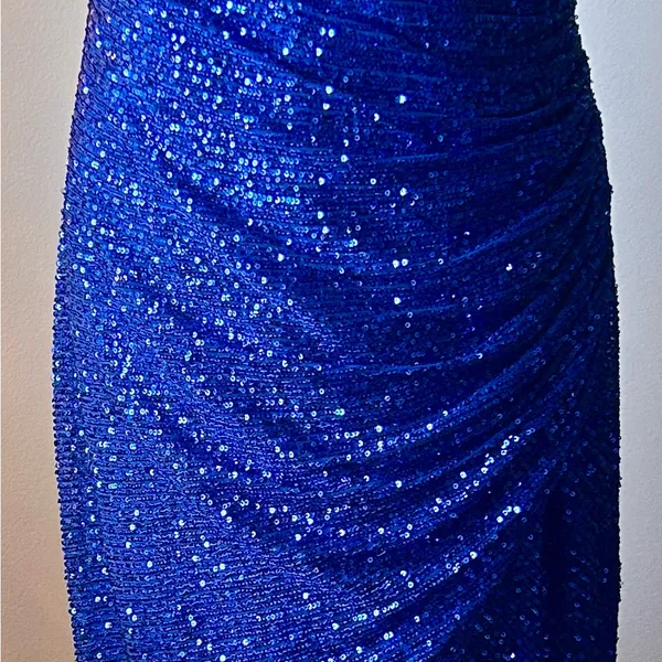 LA FEMME Curve Blue Sequin Formal Thigh‎ Slit Open Back Dress Sz 16 Homecoming - Image 15