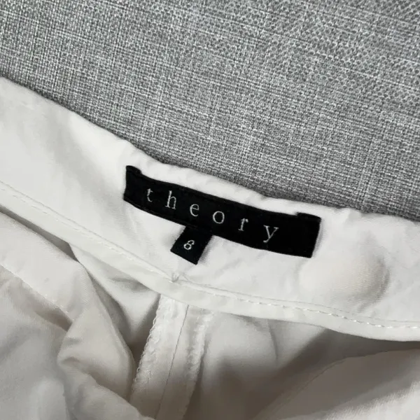Theory Pants Womens 8 White Ankle Crepe Slim Zip Pockets Stretch 26 Inseam - Image 7
