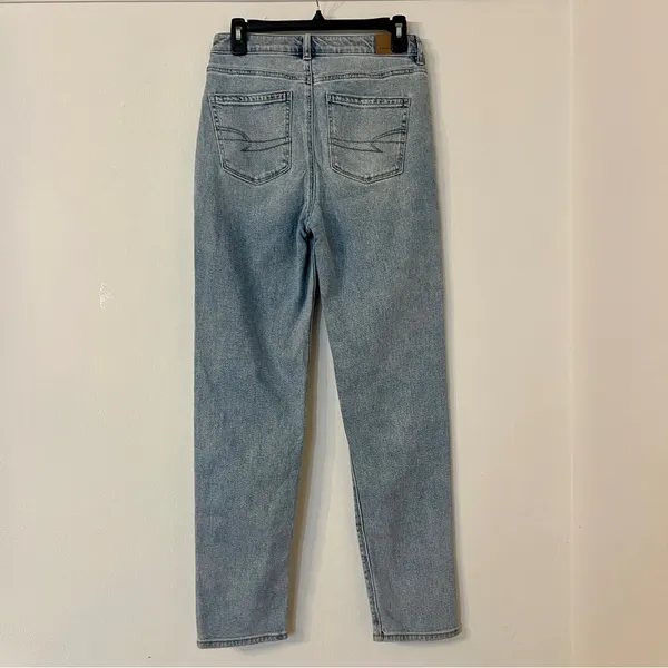 American Eagle Stretch Mom Straight Jeans Blue Denim Size 4 Long - Image 3