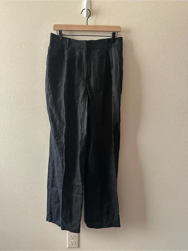 Quince 100% European Linen Pleated Trouser black size 10 - Image 10