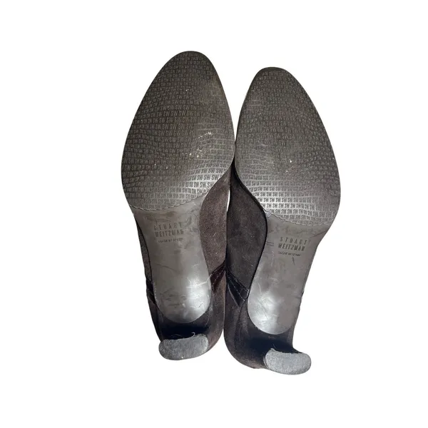Stuart Weitzman‎ High-Vamp Suede Heeled Loafers Ankle Booties - Image 10