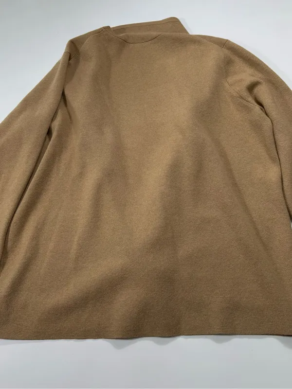 J. Crew Cotton Wool Blend Camel Knit Blazer-Style Cardigan Coatigan Size Large - Image 7