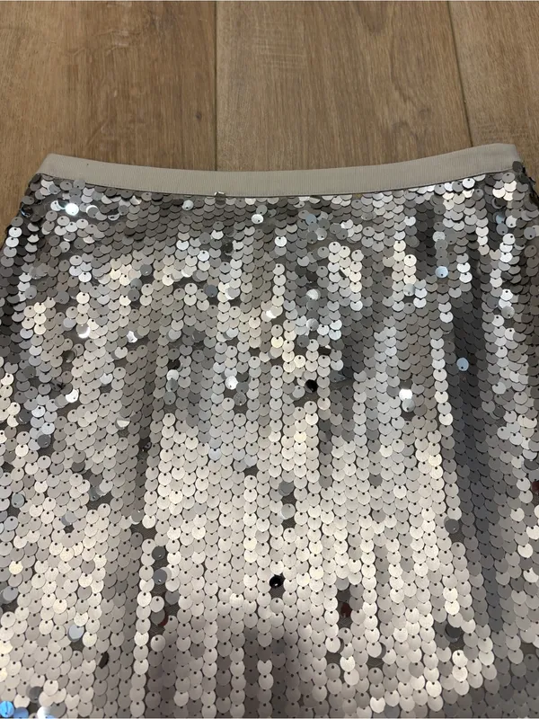 Nwt 🌟 Boden 🌟 Sequin Tulle Pencil Party Holiday Skirt Silver Sz 4 - Image 3