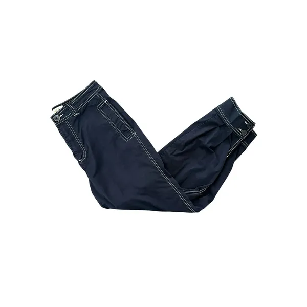 Anthropologie Maeve Women’s Contrast Stitch Navy Blue Tapered Cropped Pants Sz 4 - Image 9